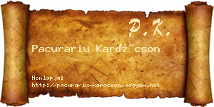 Pacurariu Karácson névjegykártya